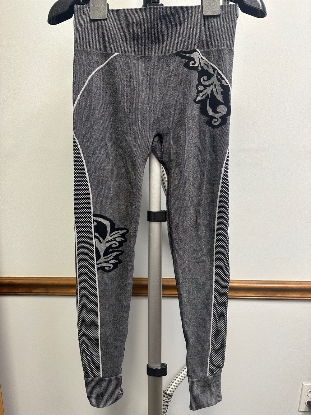 Athleta Black and White Striped Performance Leggings